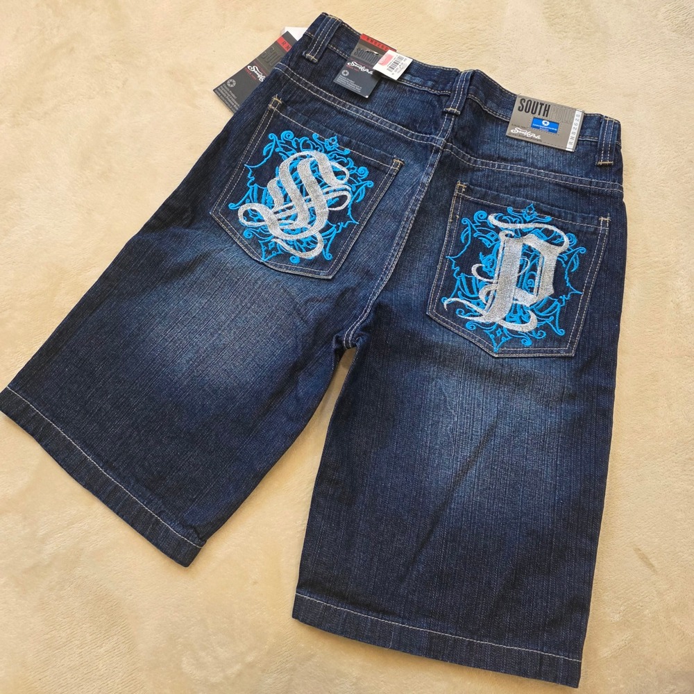 Southpole Y2K Jorts Boys 18 Brand New With Tags Deadstock Blue Tag Embroidered